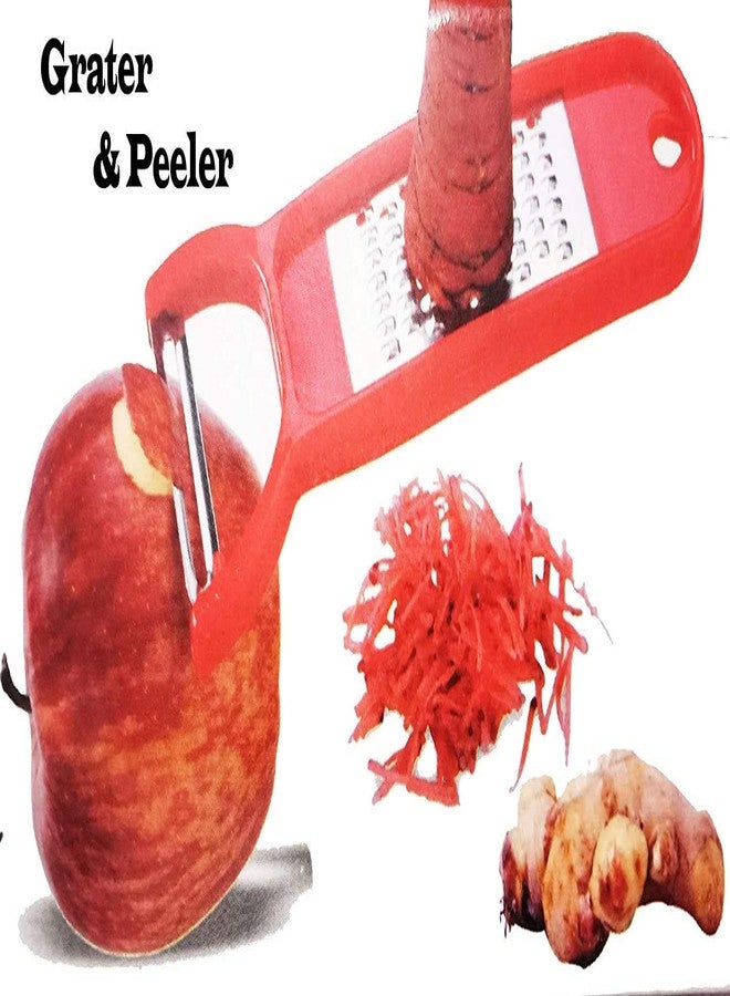 Ivaan 3 in 1 Multi-Functional Fruit Slicer Shredder Cutter Grater & Peeler Ginger Garlic Chopper Kitchen Tools Plastic Stainless Steel (Multi-Color) - Image 4